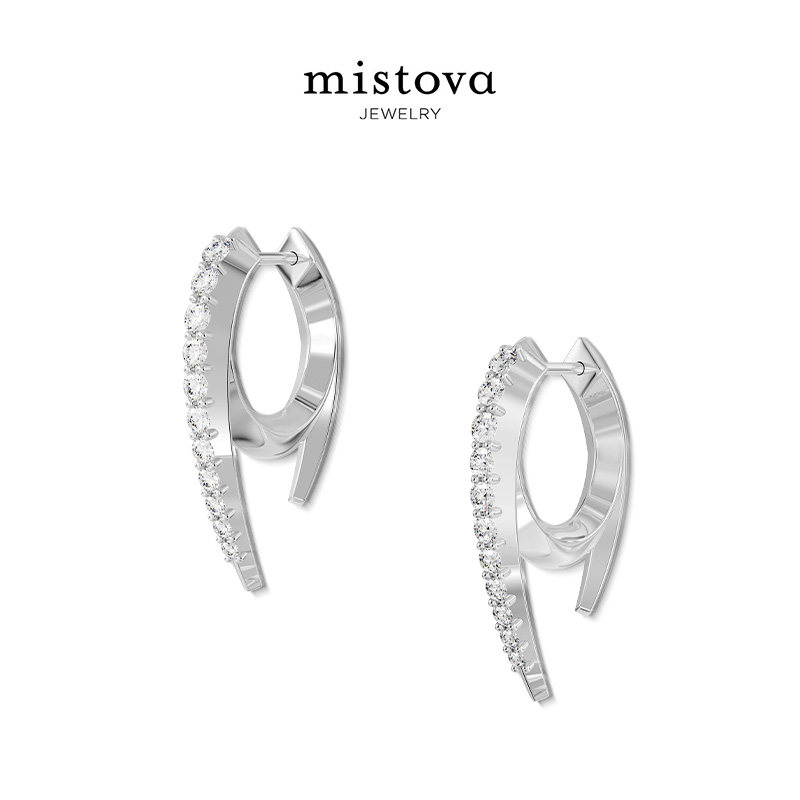 Mistova设计师款925银职场通勤简约高级感荆棘镶石耳环无性别耳钉