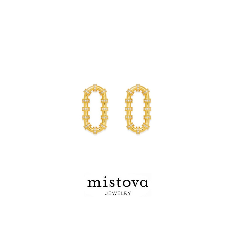 Mistova 设计师首饰18K金岩层耳钉ins潮流网红酷简约时尚情侣同款
