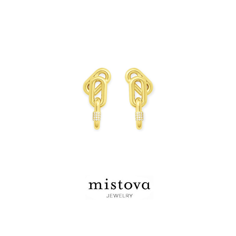 Mistova 设计师首饰18K金轻奢时尚款ins简约潮流重组耳钉情侣同款