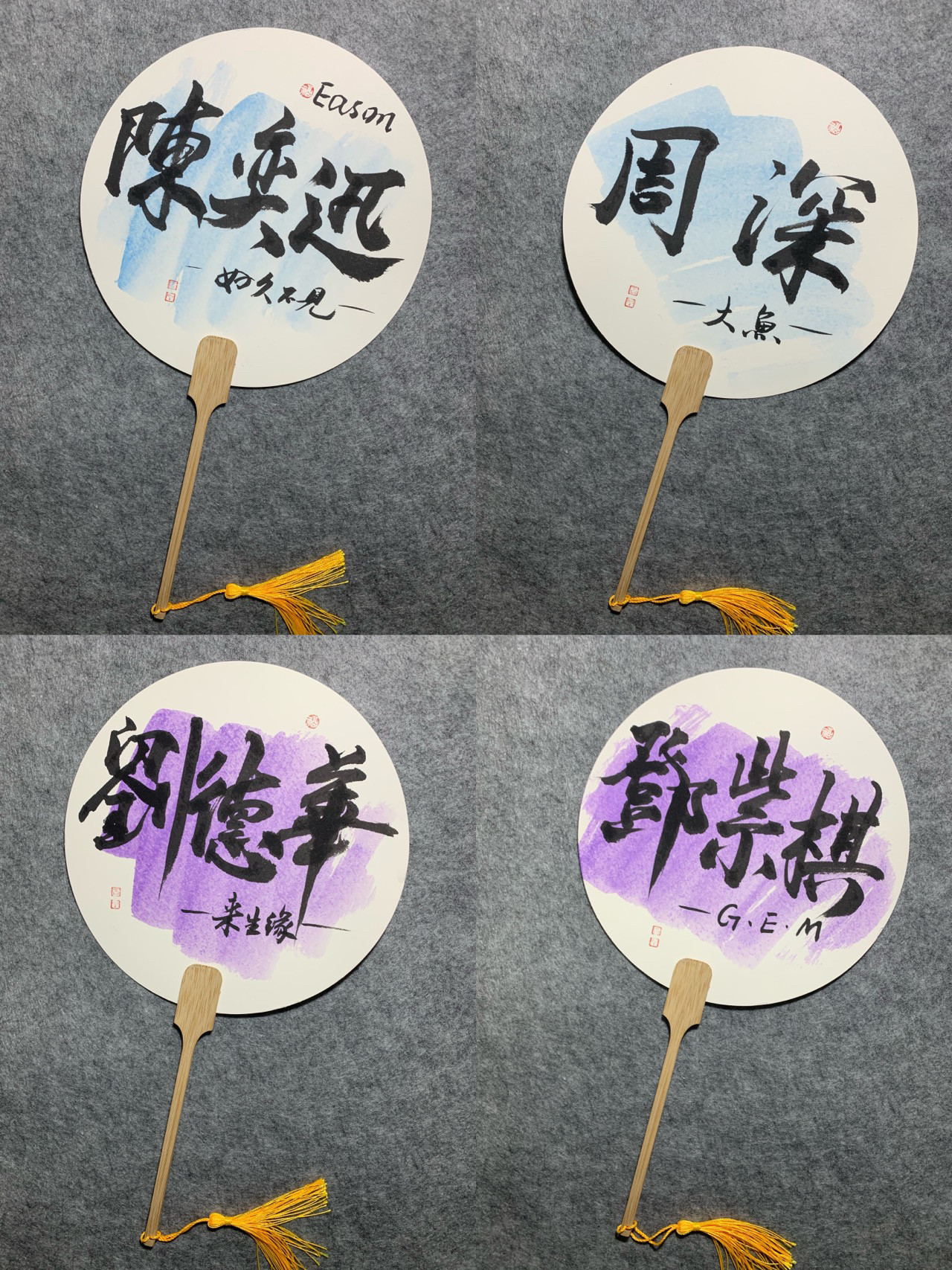 歌星陈奕讯邓紫棋周深刘德华演唱会应援扇现场扇子手绘团扇定制款