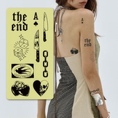 INKTRAP油墨陷阱字母爱心骷髅锁链条刀骰子ins风草本纹身贴组合装