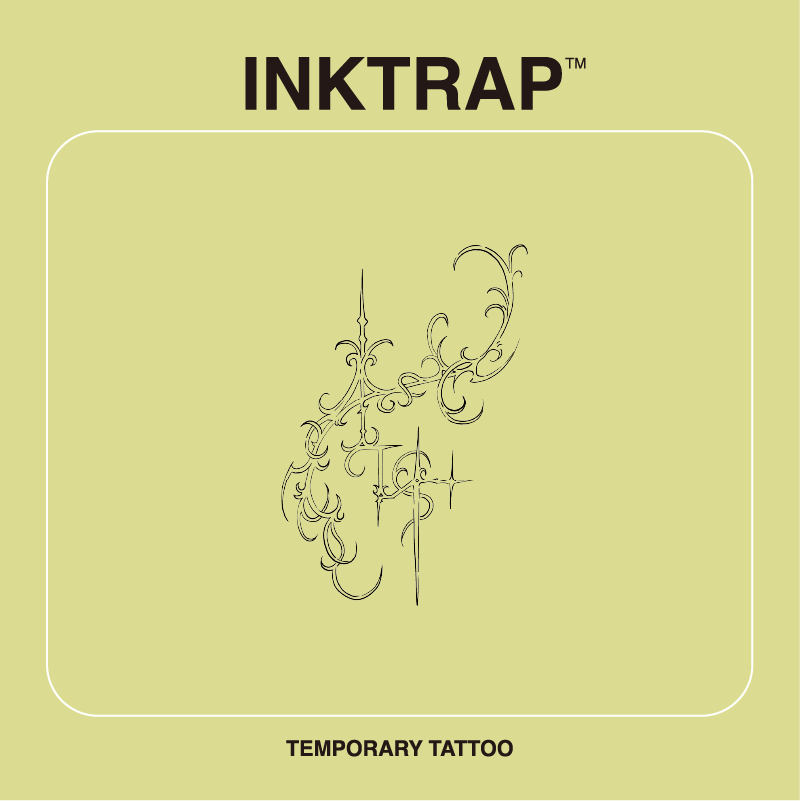 INKTRAP油墨陷阱防水防汗持久两周草本纹身贴哥特纹样5*7.6cm