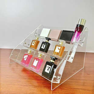 亚克力透明化妆品展示架香水口红护肤品指甲油格展架可拆斜位15度