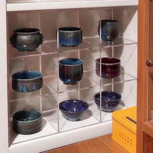 亚克力透明格子架水杯马克杯展示架茶壶茶具收纳架杯子桌面置物架