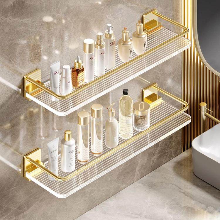 浴室置物架卫生间轻奢洗漱台亚克力金色厕所洗手间毛巾收纳免打孔,家装主材,卫浴置物架,淘宝优惠券,粉丝福利购,淘宝优惠卷