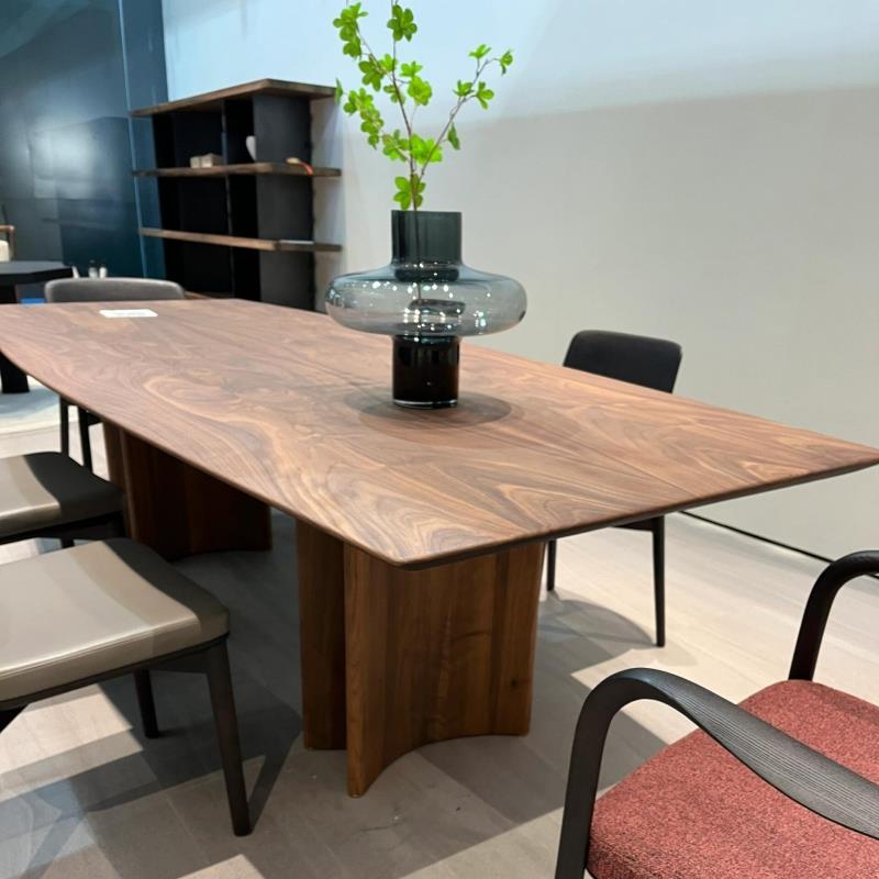 实木餐桌家用简约小户型黑胡桃长方形工作台办公桌洽谈大板书桌