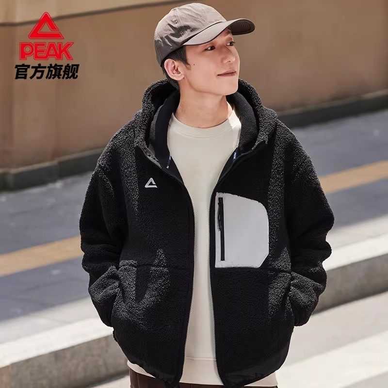 匹克羊羔绒开胸单衣锁温科技保暖外套冬季新品户外上衣运动服男