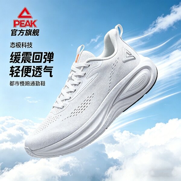 匹克态极网面跑鞋男白色夏季2026新款轻便透气舒适软底跑步运动鞋