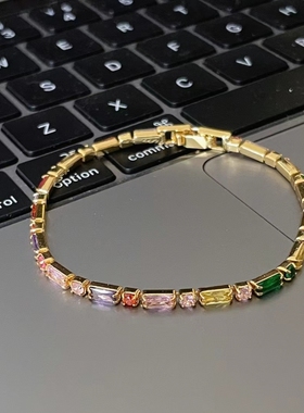 彩色锆石复古手链女2025年新款潮轻奢小众精致女生网红爆款女款链