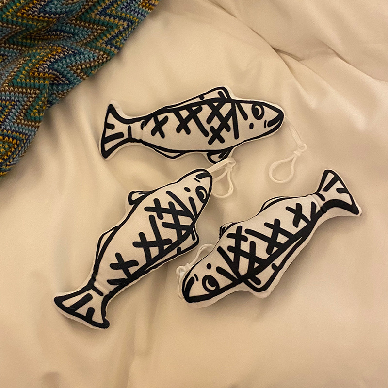 搞怪躺平咸鱼 双面印花毛绒公仔包挂件丑萌情侣挂饰钥匙扣gj054