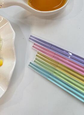 彩虹水晶筷子虫虫同款高颜值一人一筷吃饭筷子餐具透明筷子BH340