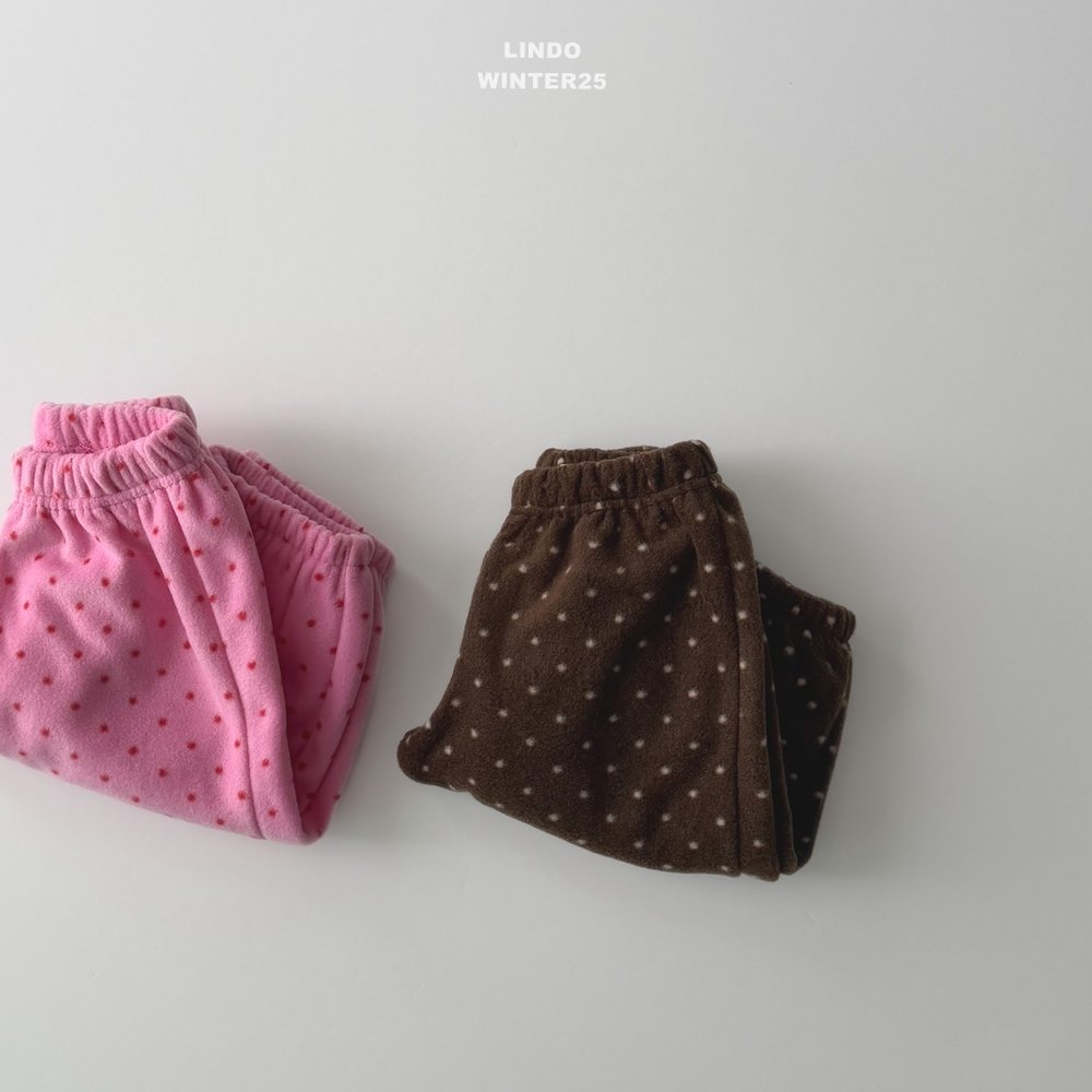 beni韩国童装2025冬新款lindo儿童圆点宽松长裤男女童裤子加绒