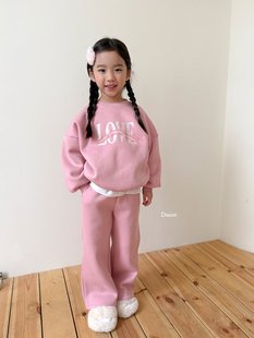 beni韩国童装2025冬新款dsaint儿童圆领字母套装男女童长袖保暖套