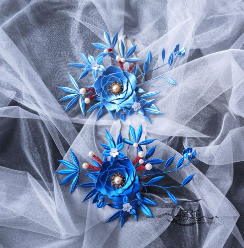 仿点翠缠花发簪图纸图样卡纸手工