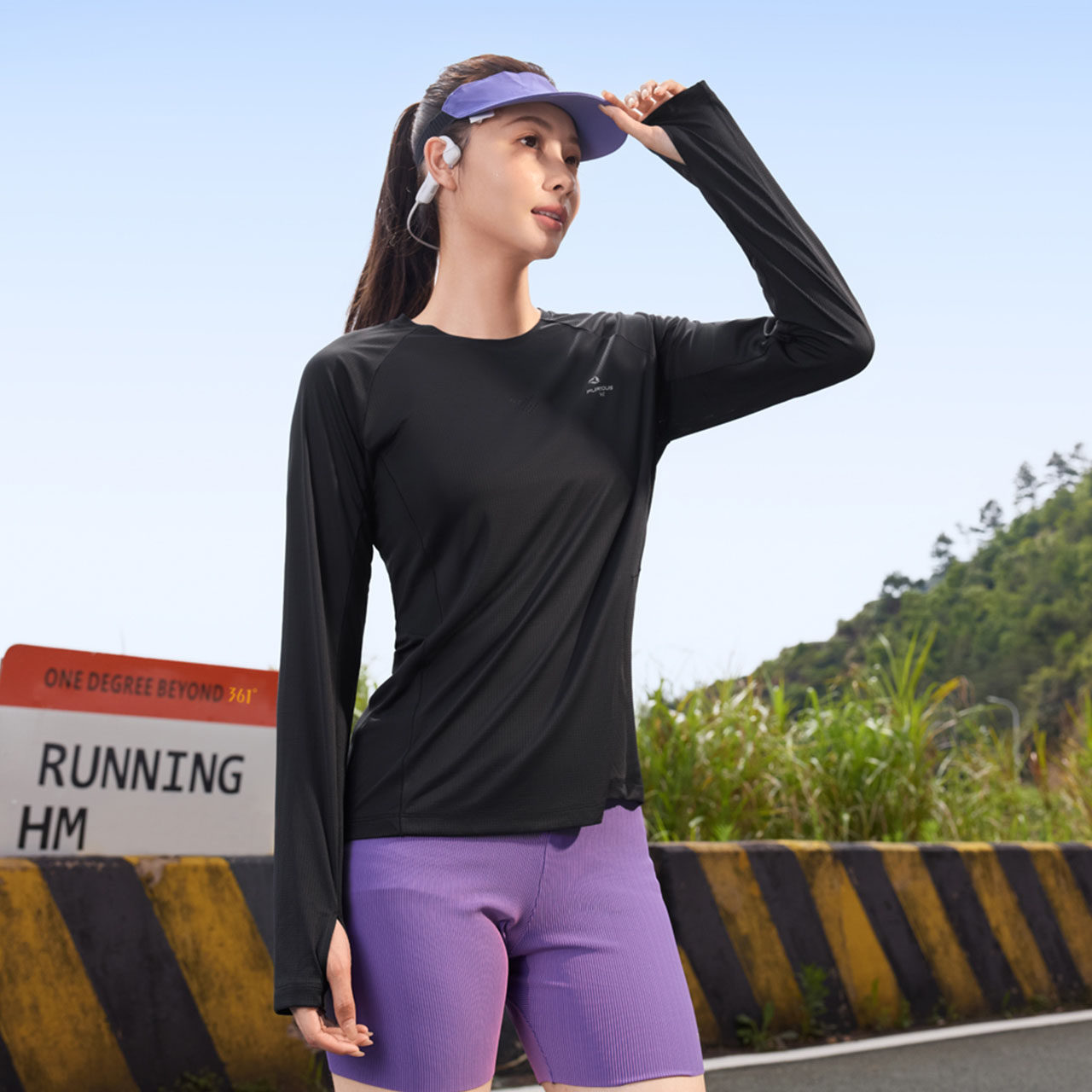 361运动t恤女2026冬季新款修身速干透气长袖T恤女士印花跑步上衣