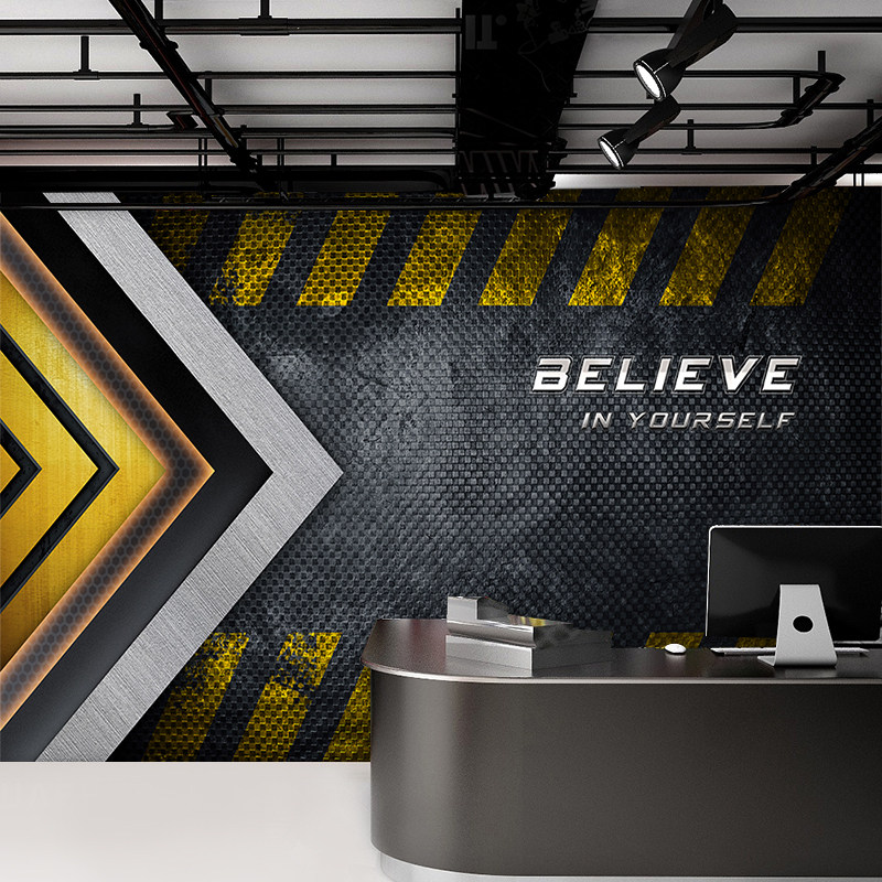 3d复古工业风金属墙纸舞蹈街舞室背景墙定制汽车维修厂美容店壁纸