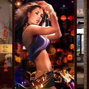 ktv酒吧歌厅墙面装饰墙壁画性感美女个性背景墙海报自粘墙纸贴画