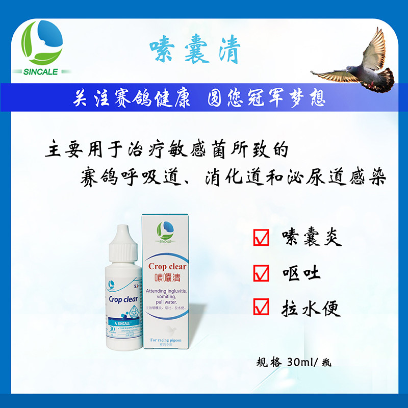 赛卡罗鸽药/嗉囊清/腺病毒  鸽药 水剂 嗉囊肿胀 水便