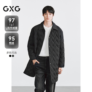 GXG 双色轻薄侧边弧形分割设计男士长款羽绒服  2025冬季新品