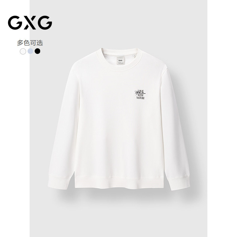 GXG男装 冬款多色圆领卫衣时尚字母印花多色基础长袖上衣