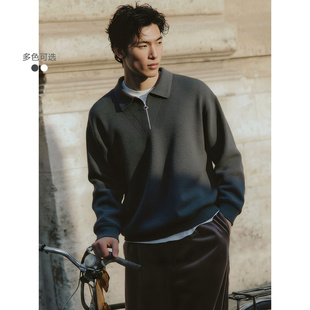 polo领简约毛衣通勤针织衫 新品 半开襟男士 2025秋季 线衫 GXG男装
