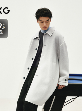 GXG男装 浅灰渐变休闲通勤长款大衣 24冬品G24X264010