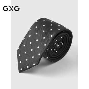 GXG领带简约商务波点衬衫西装正装时尚休闲黑色条纹领带
