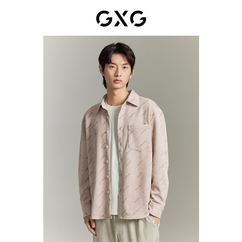 GXG男装  双色满身激光印花亲肤长袖衬衫外套GEX10314713