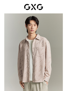 GXG男装  双色满身激光印花亲肤长袖衬衫外套GEX10314713