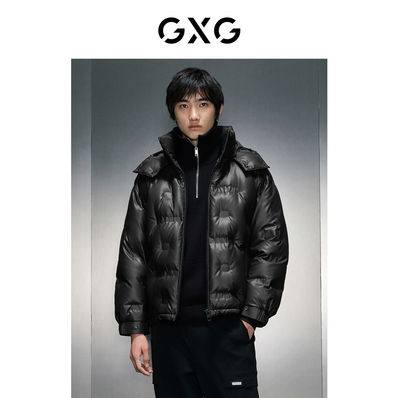GXG三色连帽短款男装羽绒