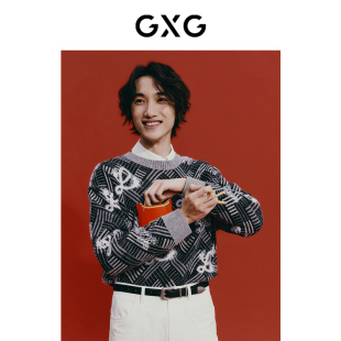 2024春季 针织衫 品 年系列灰色满身提花宽松圆领线衫 GXG男装