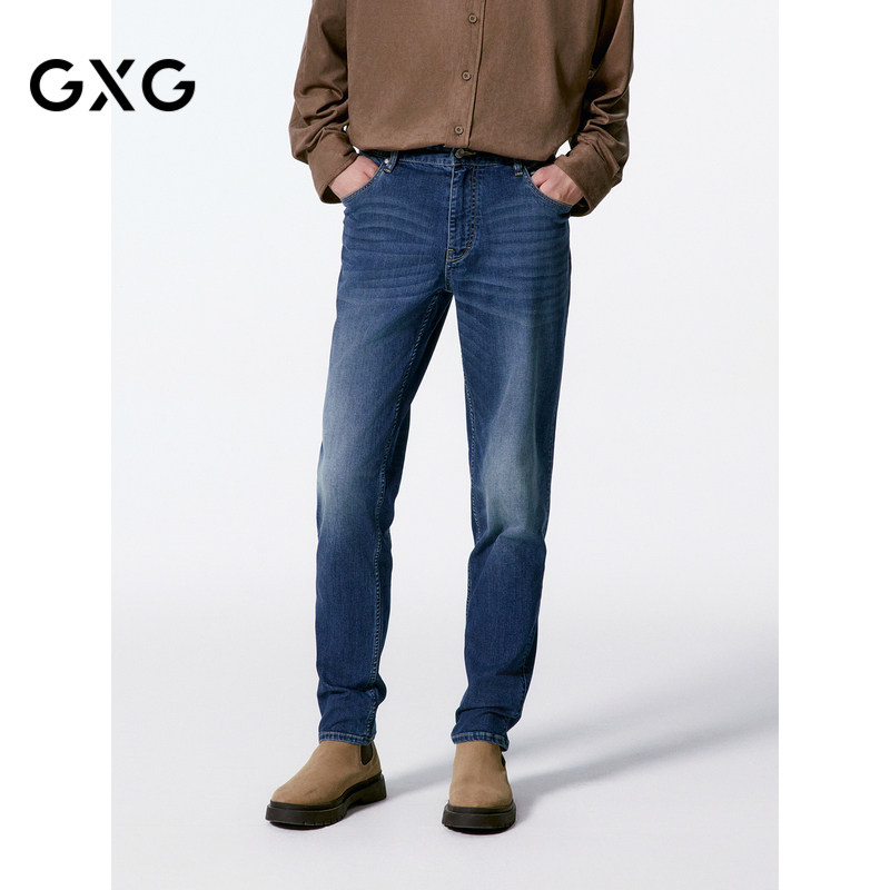 GXG男装 24年秋季男士经典水洗直筒牛仔裤百搭时尚休闲长裤