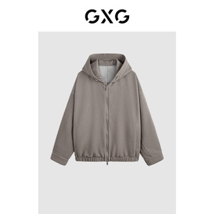 新品 GXG男装 2024年春季 深卡其休闲连帽夹克 GFX12101771 商场同款