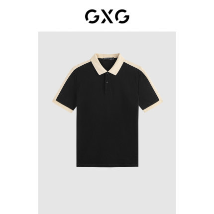 GXG男装 夏季热卖合体休闲简约撞色拼接轻商务Polo衫短袖男