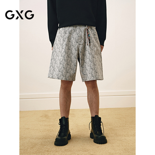 通勤男士 蛇纹设计休闲短裤 裤 2025春季 GXG男装 新品 提花牛仔短裤