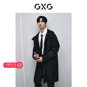 24年春季 GXG男装 年系列黑色连帽风衣 品GFX10801191
