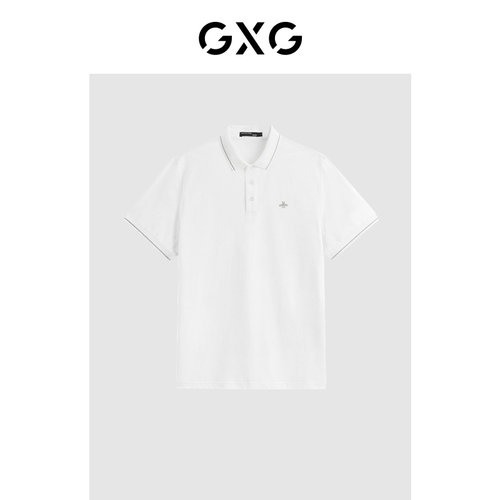 GXG男装 夏季热销简约精美小蜜刺绣休闲短袖轻商务Polo衫半袖男