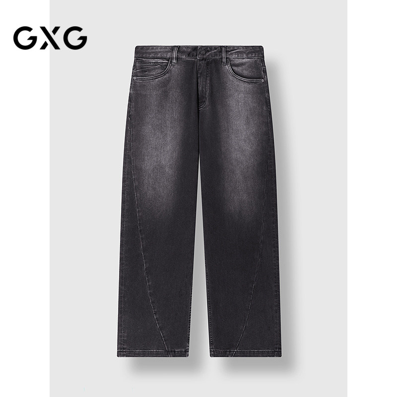 GXG男装 商场同款宽松直筒牛仔裤休闲长裤 24年冬新品G24X054084