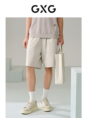 GXG男装 针织休闲短裤防水洗印花五分裤24年夏G24X222005