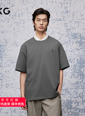 GXG男装 圆领T恤字母印花短袖针织 2025年夏季新品G25X442120