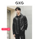 GXG男装 品 2023秋季 城市回溯黑色pu皮衣暗纹满印翻领衬衫 外套