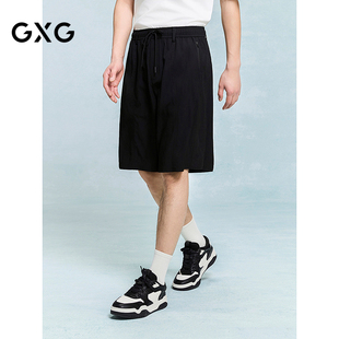 黑色拉链口袋设计短裤 新品 通勤五分裤 25年夏季 简约短裤 GXG男装