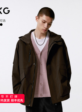 GXG男装  黑色连帽户外夹克男外套 24秋季品G24X213028