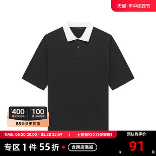 撞色学院风简约宽松情侣百搭Polo衫 短袖 23年夏新品 GXG奥莱 男