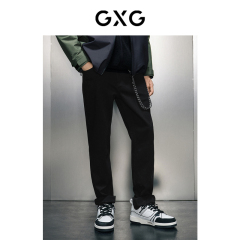 GXG男装 商场同款黑色直筒牛仔长裤 2023冬季新品GEX10525994