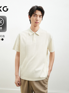 GXG男装 高级感立体剪裁polo衫翻领短袖T恤25年夏新款#G25D242001