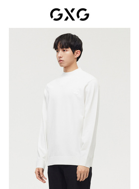 GXG男装经典蓝色系列白色低领毛衫2022年冬季品