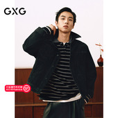 GXG男装 黑灰色满身绣花做旧牛仔夹克外套25年春新品 G25XE81010