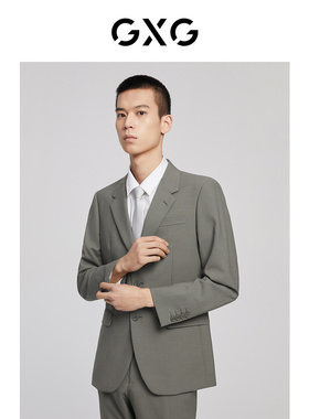 GXG男装 绿色轻熟平驳领西装 2023年冬季品GFX11300021