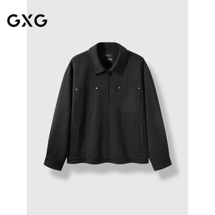 GXG男装 24年秋品G24X213061 暗纹提花夹克男休闲外套